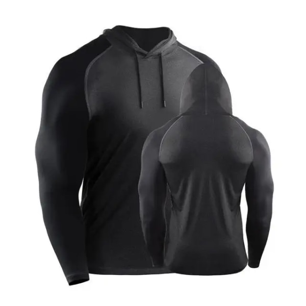 Bodybuilding Muskel Hoodie Män Sportkläder Träningsjacka Gym Fitness Träning Pullover Athletic Tracksuirt Löpning Hoodie Män Black Gray M(50-60kg)