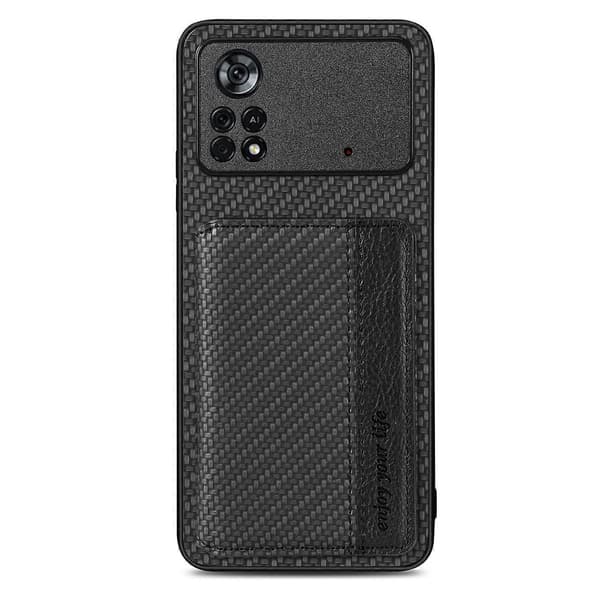 För Xiaomi Poco X4 Pro 5G Kolfiber Magnetisk Kortplånbok Väska Telefonfodral [DB]