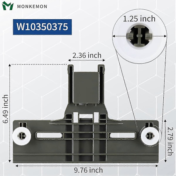 2 Pakker W10350375 Oppgradert Oppvaskmaskin Øvre Stativ for Kenmore Whirlpool Oppvaskmaskindeler, Erstatter W10712395 Ap5957560, Oppvaskmaskin Øvre Stativ