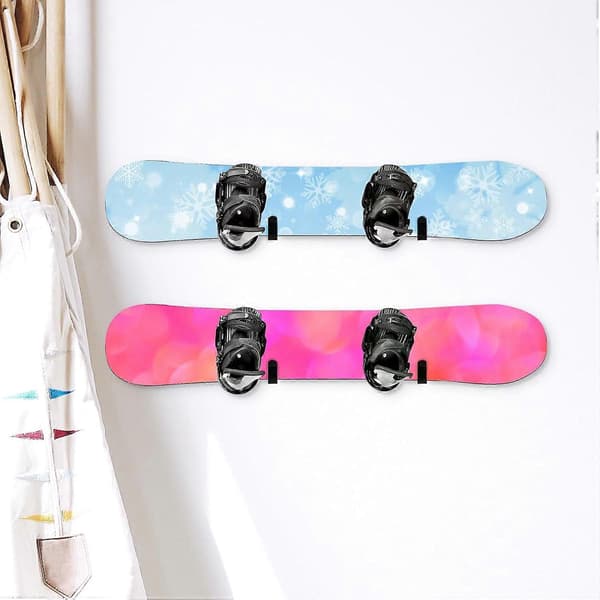 4 stk. Horisontale snowboard-displaystativer, vægmonteringsclips, pladsbesparende design