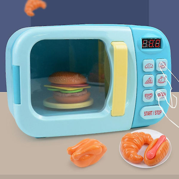 Lekkök Playset för Barn med Elektrisk Timer Mikrovågsugn Lärande Leksaker [DmS] Blue