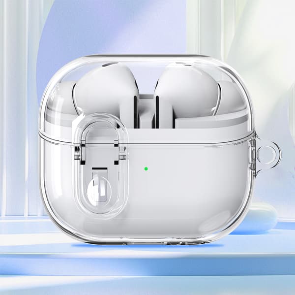 Suojakotelo Samsung Galaxy Buds 3/Buds 3 Prolle avaimenperällä Läpinäkyvä