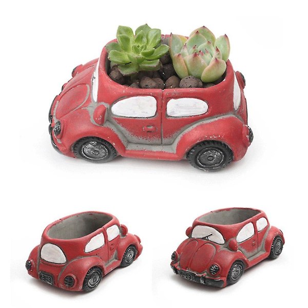 Mini Blomsterpot Cement Bil Form Retro Plantepot Havepotter Retro Bil Blomsterpot Yellow Racing Car