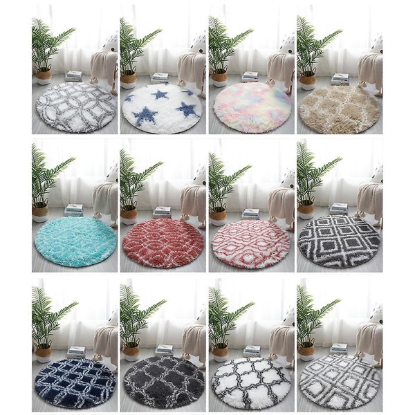 Rundt teppe mykt behagelig fluffy shaggy høyt teppe for stue soverom Round Floor Mat-10 Diameter 40cm