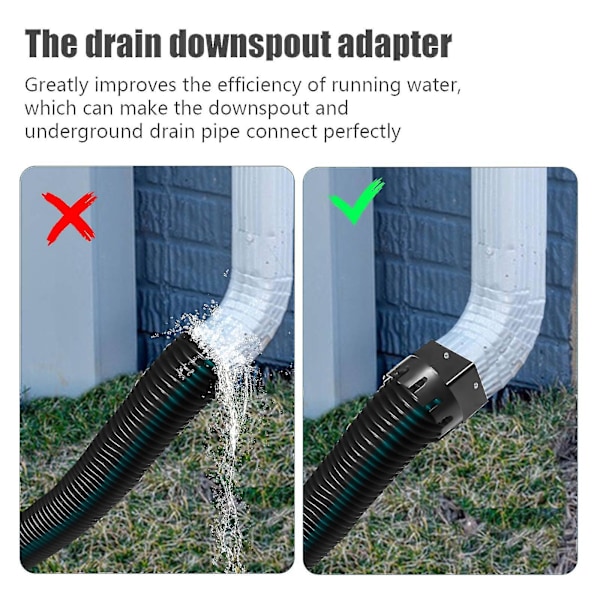 Adapter til tagrender og nedløbsrør (3 tommer x 4 tommer firkantet tagrender til afløbsrør adapter) passer til 3 eller 4 tommer udendørs Black