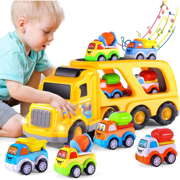 Toy Trucks Car For 1 2 3 4 5 Year Old Toddlers Boys, 5 In 1 Carrier Truck Car Construction Vehicles Toys For Kids Boys Girls Toddlers  (FMY)