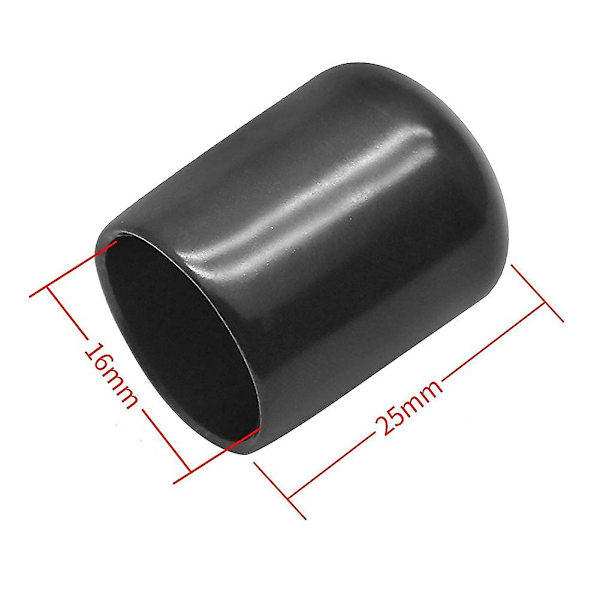 10 st Gummikåpor 16mm ID PVC Runda Rörkåpor Skydd för Skruvgängor Black