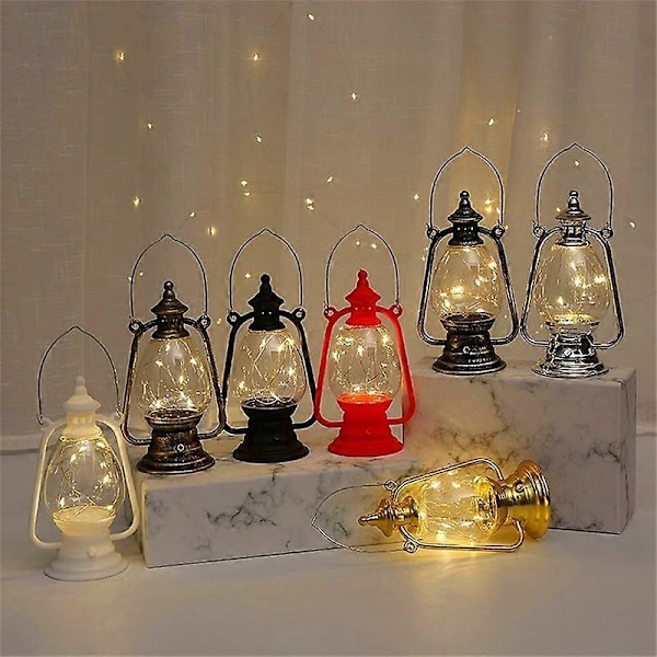 LED Lanterne Batteridrevet Varmt Lys Strømbesparende Vandtæt med Håndtag Nostalgisk Atmosfære Høj Lysstyrke Retro Stil Bærbar Natlampe til C Bronze Gray