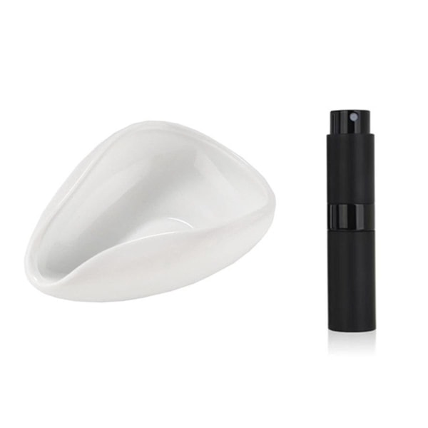 Kaffebehandlingskopp och sprayflaska-set i keramik, dosering för espresso, enkel dosering, mätkopp White  Black
