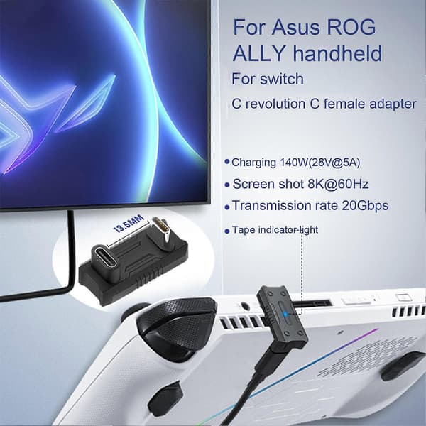 Hurtigladeradapter 8K-kompatibel 140W PD3.1 Adapter for ASUS ROG Ally [GGL]