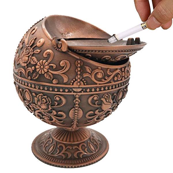 Retro Vindtæt Askebæger Med Låg Hjemmekontor Dekoration Fin Gave Red copper