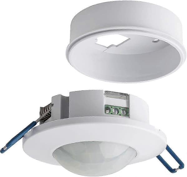Innendørs bevegelsessensor, innfelt og overflatemontert, programmerbar, infrarød sensor, 6m / 360, egnet LED, maks. 1200W/500W