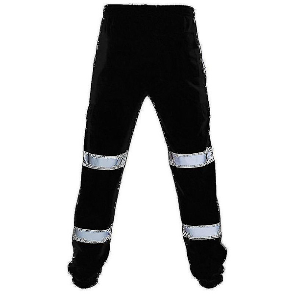 Säkerhetsarbetsbyxor för vuxna, hög synlighet, elastisk midja, svettbyxor (FMY)BY Black 4XL
