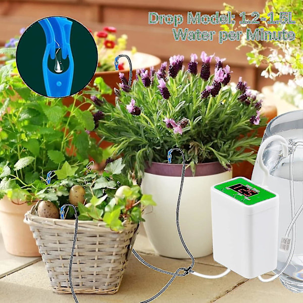 Automatiskt bevattningssystem för krukväxter, bevattningsanordningar USB automatisk droppbevattningssats växtbevattningssystem med vattentimer-hy for 8 Plants