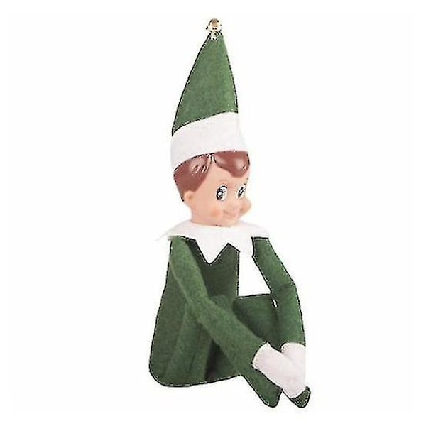 Julepynt Plysjdukke Elf Gutt Jente Figur På Julegavehylle_yy  TA Green Clothes Boy