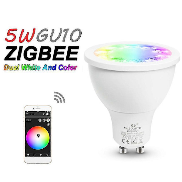 GLEDOPTO 120 Graders 5W Zigbee APP Styret GU10 RGB+CCT LED Spotlight Pære BoSaiD