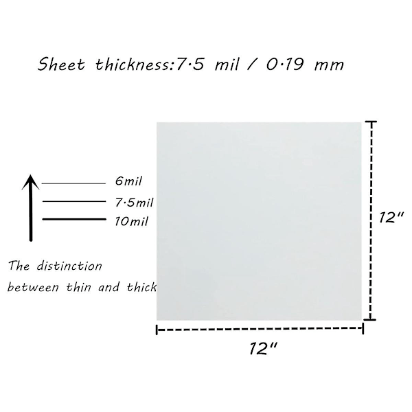 12 arkkiä 10mil Mylar-arkkia 12 x 12 tuumaa Maitomaisen läpinäkyvä PET-tyhjä stensiiliarkki (10mil)