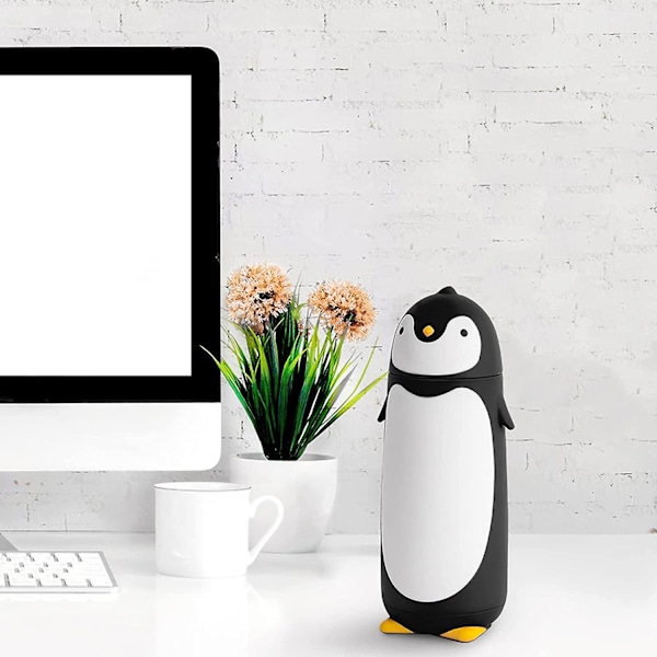 Penguin rustfrit stål vakuum termo rejsekrus te vandflaske kaffekolbe (sort)