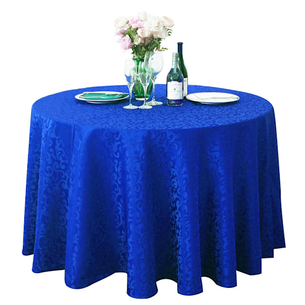 Rivtålig bordsduk som inte bleknar, tvättbar rund bordsduk i polyester för kök Sapphire Blue