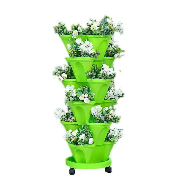 Tredimensionell fyra kronblad Blompoton endast 1 blomkruka och bricka) Green