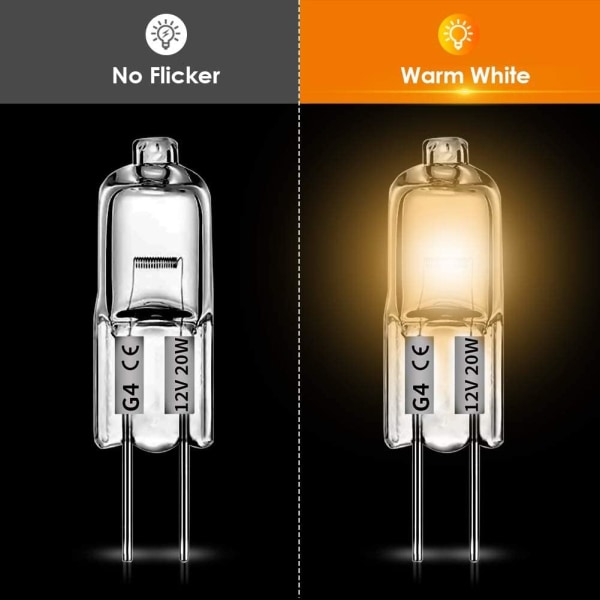 G4 halogenlamper 20W 12V - Varmhvit - 20-pakning 20W 20W 20W 20pcs