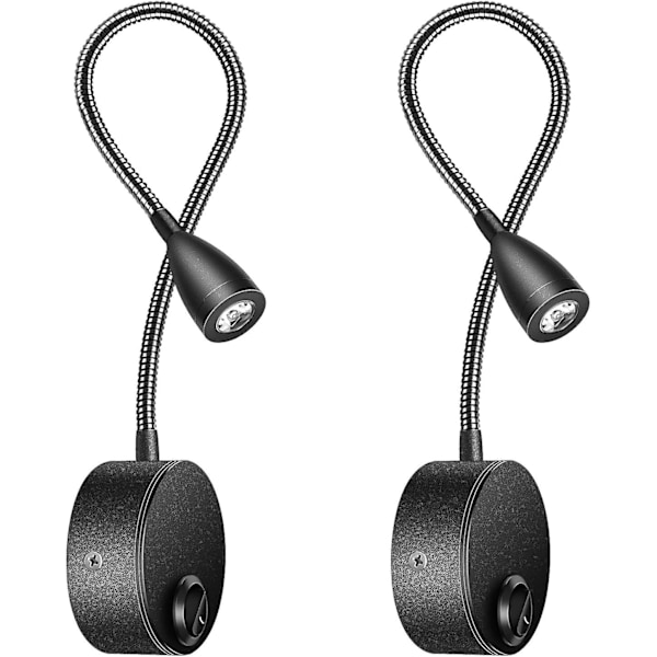 Sæt med 2 sengelamper, LED, sort
