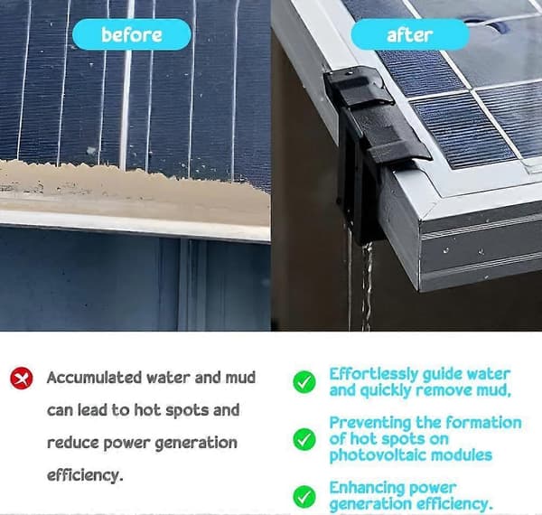 12 st Solpanel Dräneringsklämmor 40mm, Plast Vatten Dräneringsklämmor, Panel Vattenledare Klämma för Solpanel Dränering (Svart)
