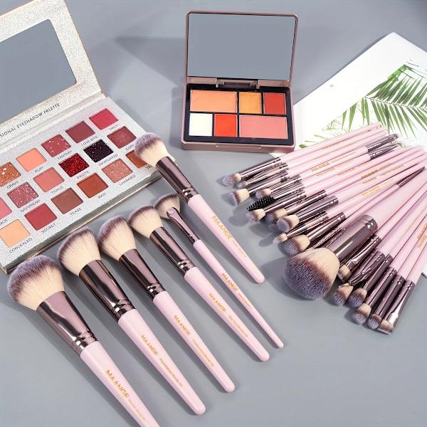 30st Professional Makeup Brush Set Foundation Concealers Ögonskuggor Powder Blush Blending Borstar Skönhetsverktyg med påse Black Black