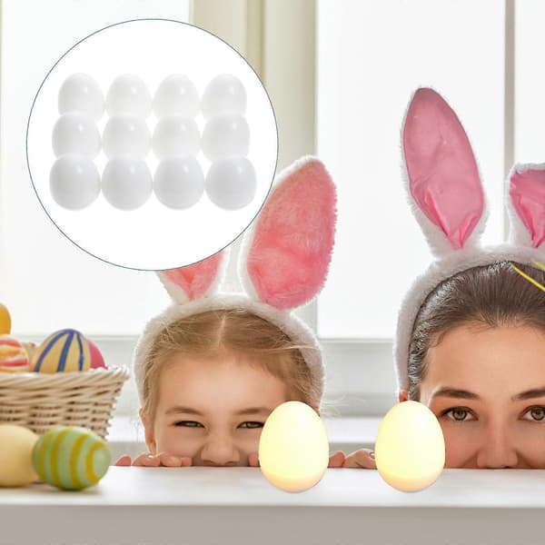 12 stk Julepynt Lys Egg Barnehage Nattelys Barn Egg Nattelys Belysning Egg Lampe White 6.5X5CM