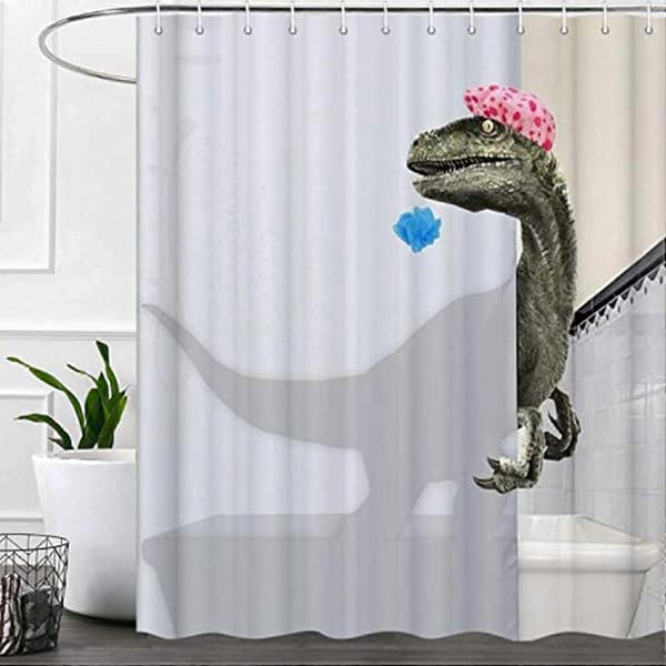 Duschdraperi med dinosaurier, 180x180 cm roligt duschdraperi, vattentätt polyester