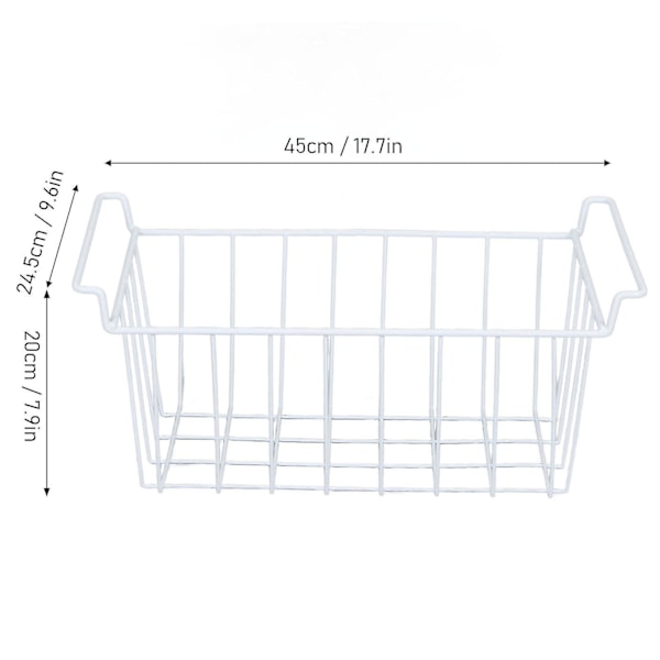 2 stk. frysertråd opbevaringskurv organizer bin hængende metalstativ med PE-belægning L-dwdz 45X24.5X20CM