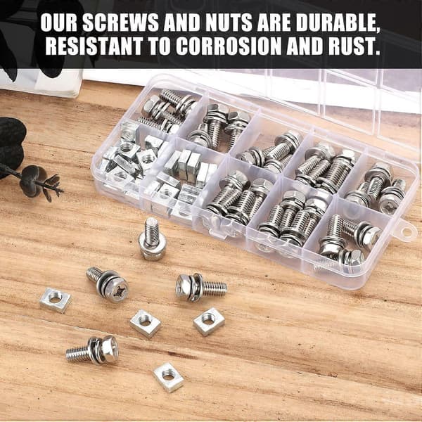 64-pack Motorcykel Batteripol Mutter och Bult Kit, M6x16mm Bult 304 Rostfritt Stål Mo