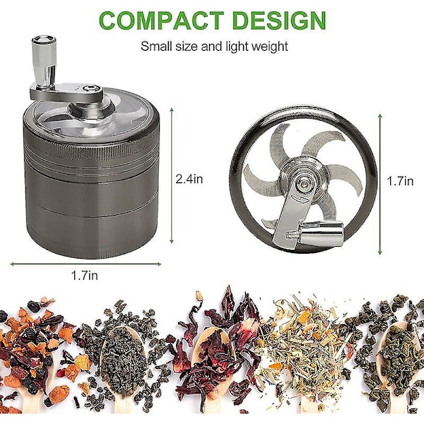 Talvitarjous, Grinder 4 in 1 -osainen mylly Mausteiden mylly Suuri mylly Sinkkiseos Mausteiden kuiva mylly Premium-mylly Kylmän magneettisen kannen kanssa Myllyt