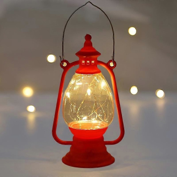 LED Lanterne Batteridrevet Varmt Lys Strømbesparende Vandtæt med Håndtag Nostalgisk Atmosfære Høj Lysstyrke Retro Stil Bærbar Natlampe til C Silver