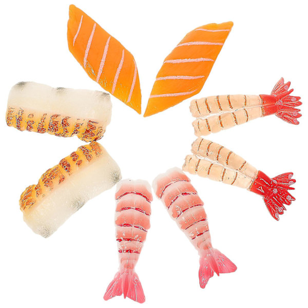 8 st. Konstgjord Sushi Falsk Mat Simulering Realistisk Nigiri Falska Laxskivor