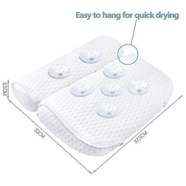 Badkudde Spa Badkar Ergonomisk För Kar Nacke Huvud Axlar Kuddar Stöd Kudde Huvudstöd Lyxig Mjuk 3D Mesh B-White