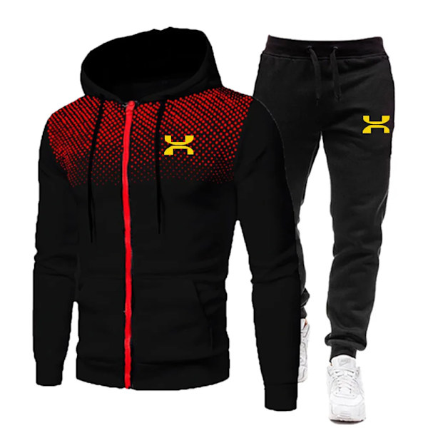 2023 Fashion Träningsoverall För Män Hoodie Fitness Gymkläder Män Löpset Sportkläder Jogger Herr Träningsoverall Vinterdräkt Sport black an Y XXL
