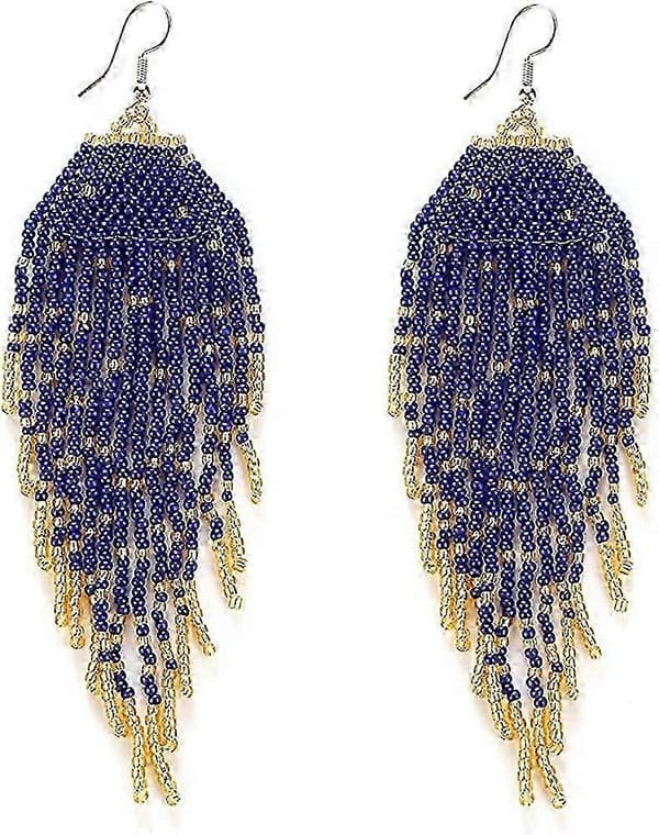 Ubiuo Lange Perlekvast Øreringe u2013 Store Bohème Native Statement Perle Hængeøreringe Til Kvinder, Store Boho Statement Håndlavede Perle D