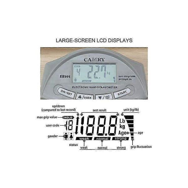 Camry Digitalt Grepsstyrkemåler Dynamometer Automatisk Registrering 90 kg Cisea [DB]