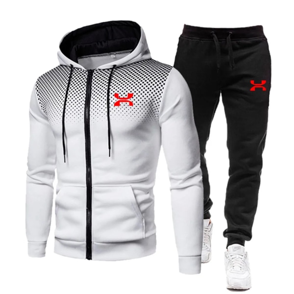 2023 Fashion Träningsoverall För Män Hoodie Fitness Gymkläder Män Löpset Sportkläder Jogger Herr Träningsoverall Vinterdräkt Sport white an R XL