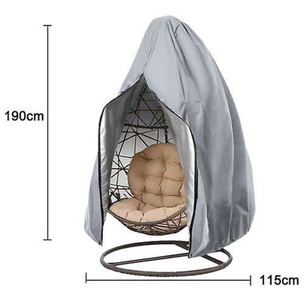 600D Hengende Sving Dobbel Eggstol Trekk Hage Patio Utendørs Sol VanntettBY Gray 115x190cm