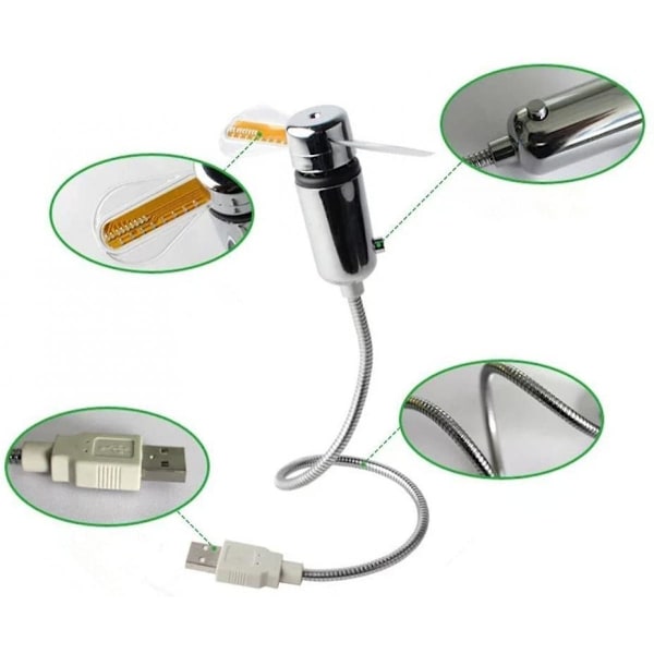 SQCLV LED USB-kellotuuletin reaaliaikaisella näyttötoiminnolla, USB-kellotuulettimet, hopea, 1 vuoden takuu (kello)
