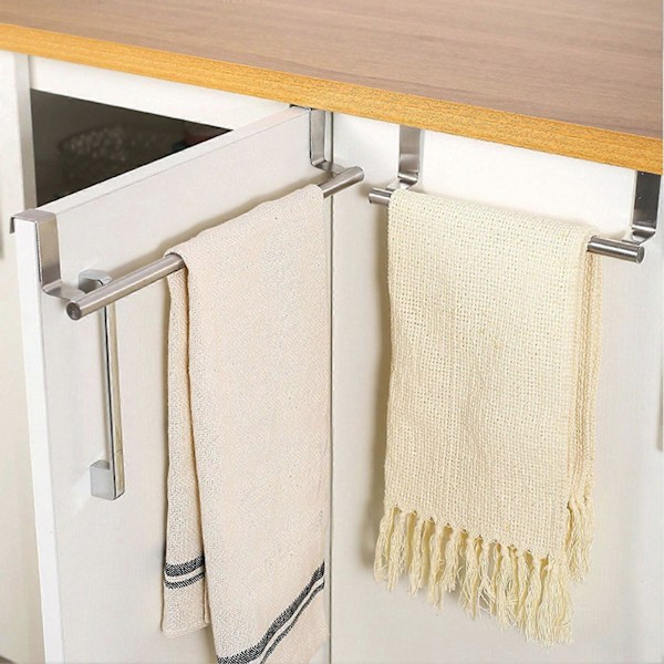 Håndklædeholder til dør, justerbar længde, badeværelseshåndklædeholder til skabsdør, ingen boring nødvendig, rustfri, fugtbestandig rustfrit stål Stainless Steel