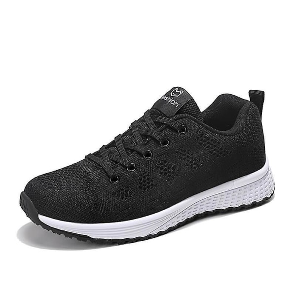 Pustemeshige Walking Mesh Lace Up Tenis Sneakers For Women Black 37