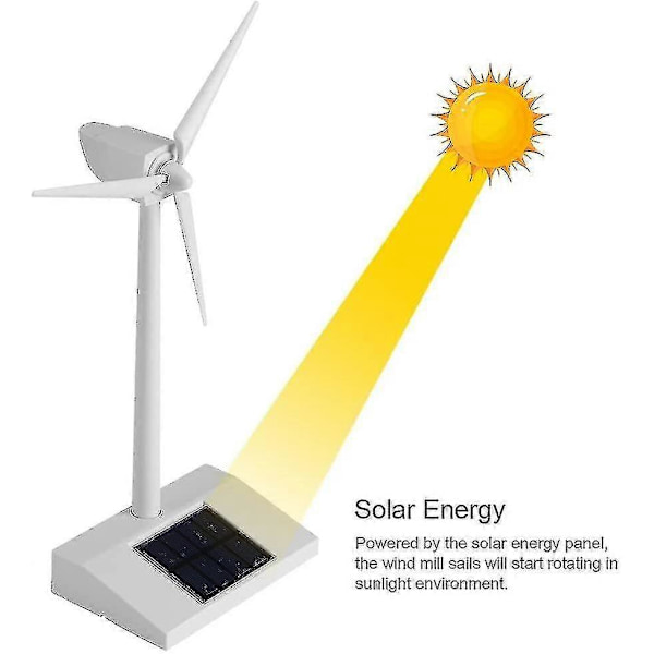 Solcelled Vindmølle Legetøj, Solcelledrevet Vindmølle Legetøj til Børn, Miniature Model Solcelledrevet Vindmølle til Hjemmet, Haven eller Kontoret - Dekoration og Undervisningsmateriale