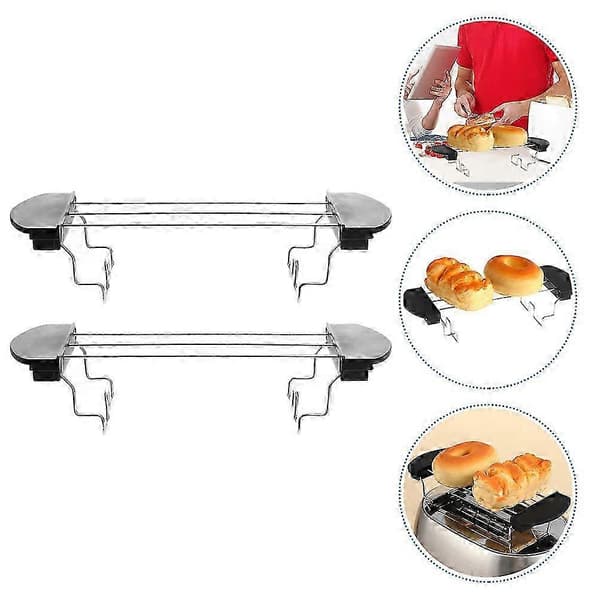 2 stk. toaststativ i rustfritt stål, grilltoaststativ, tilbehør til brødrister, varmebrett for utskifting