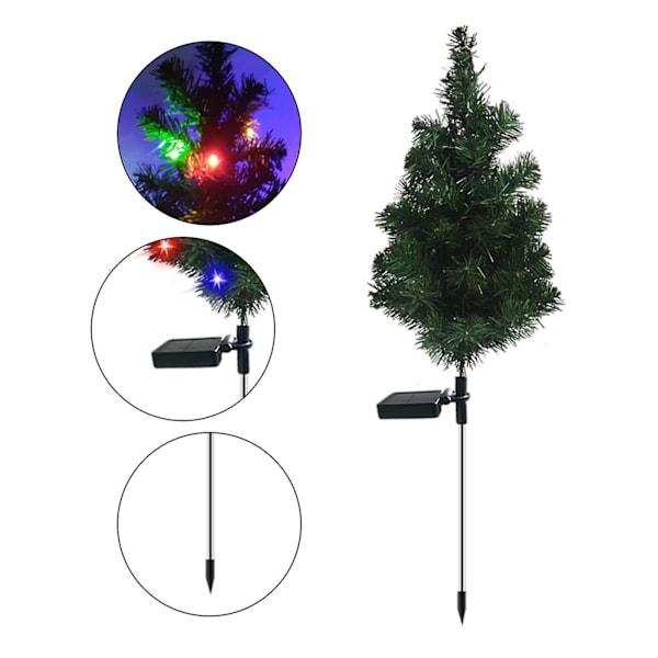 Joulukuusen aurinkopanelilamput, 2 kpl, puutarhan koristeluun, nurmikon LED-värilamput, ulkokäyttöön vedenpitävät maisemavalot puutarhaan Multicolor A