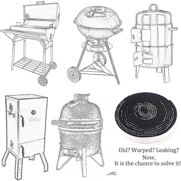 Packning Ring Kompatibel Brisket Rökare/grill Grill Rökare/grill Packning Ersättning Kompatibel Kamado Big Green Egg Bbq Tillbehörssats (15'x7/8'x1/8'