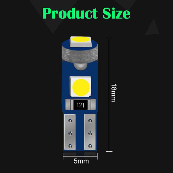 20X T5 Super Bright 3 SMD 3030 LED Glas Base Lampe Speedometer Belysning Farver Green