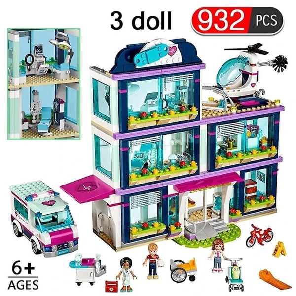 Nyt 932pcs Heartlake City Park Hospital Kompatibel Venner Byggeklods Pige Klodser Legetøj Til Børn Fødselsdagsgaver 41318 - Klodser -  [DmS] 11706